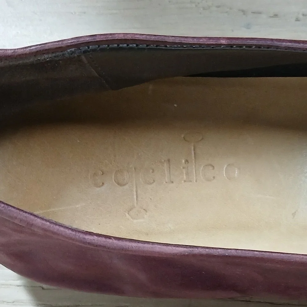 Coclico Flats Womens 9 Burgundy Leather Asymmetrical Slip On Ballet Artisan